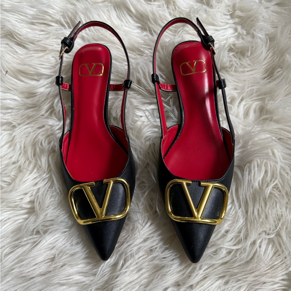 Pump Black and Red Heels with Gold Accents